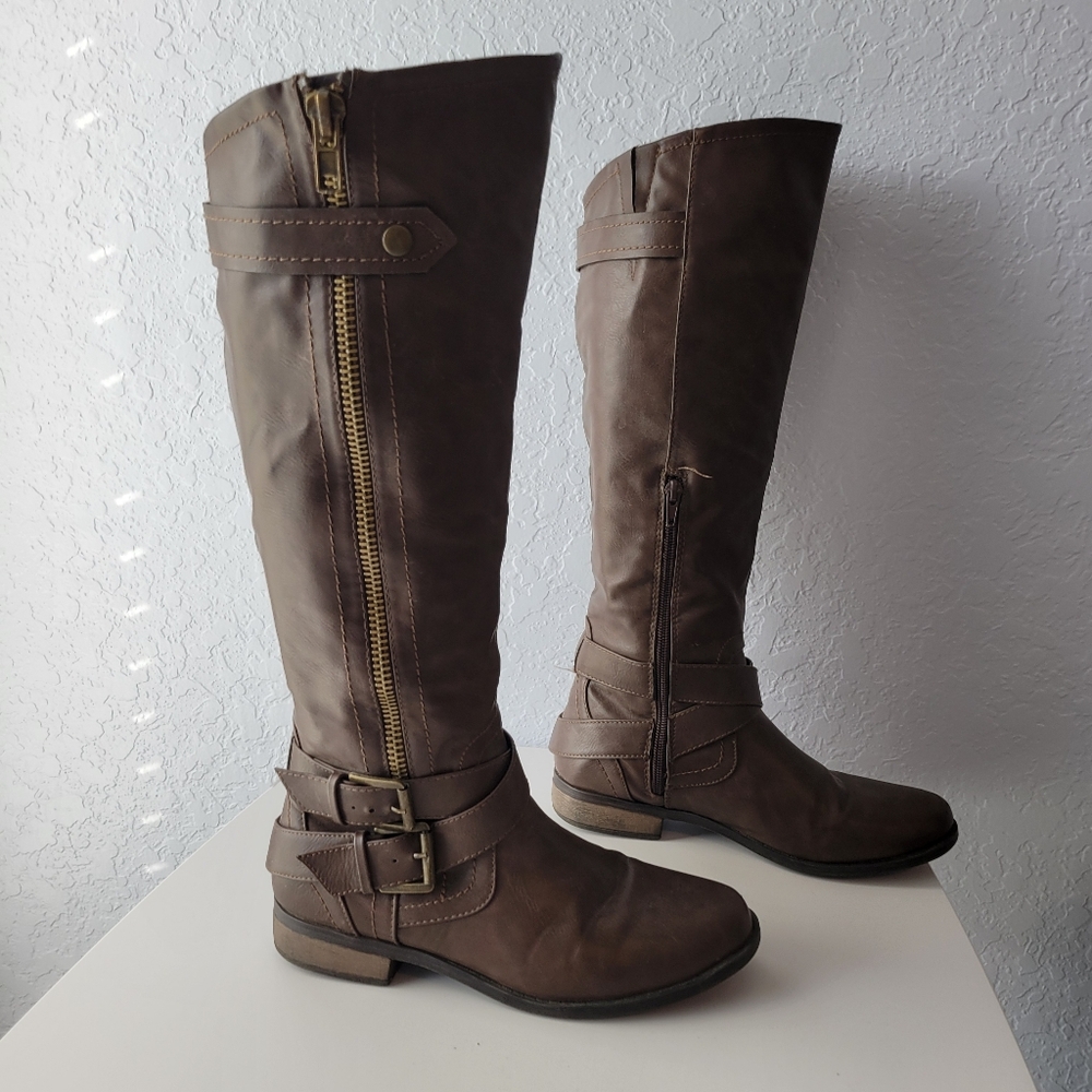 Rampage Women's Hansel Zipper and Buckle Knee- High Riding Boots SIZE 7 - Picture 13 of 14